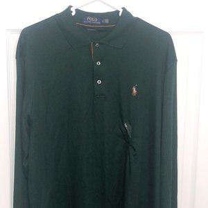 L/S Ralph Lauren  3-button faux suede placket